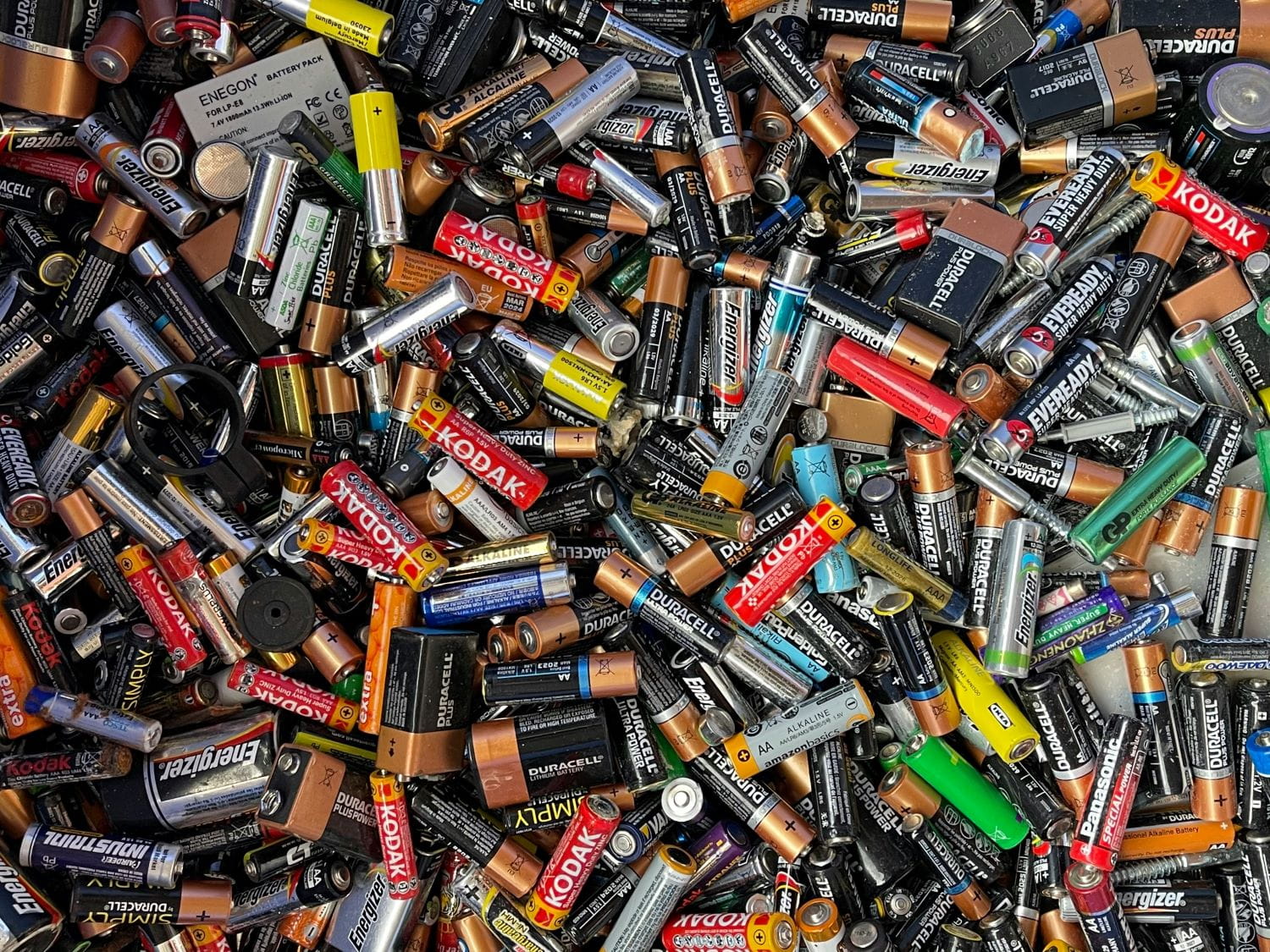 A large collection of household batteries, AA and AAA