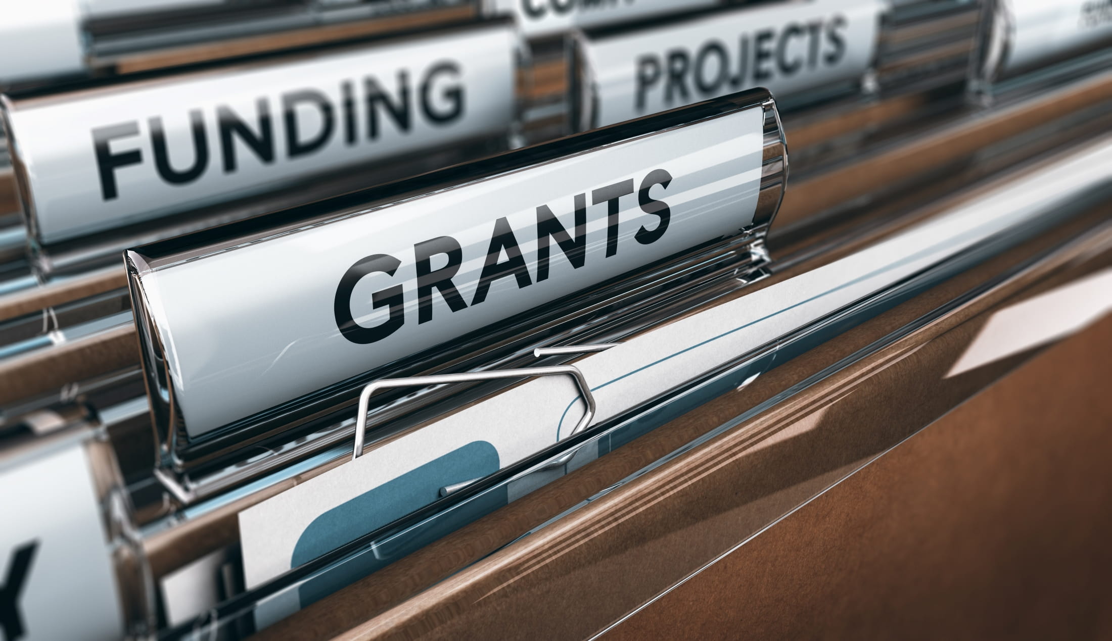 Folders labeled  grants and fundings