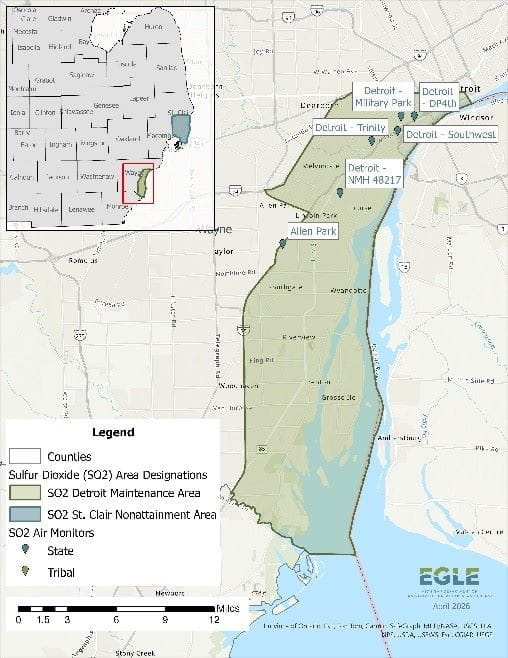 Former SO2 nonattainment maintenance area in Wayne County.