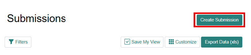Submissions page with a red border around the create submissions button.