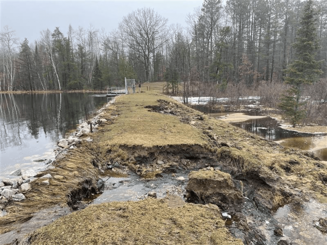 Partial failure at Lower Hiawatha Dam in Montmorency County.