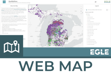 Web map of Michigan with different colored points throughout the map