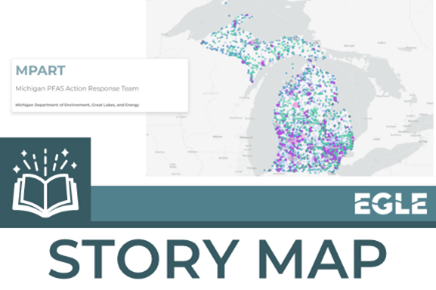 Map of Michigan with different colored dots around the map for MPART.