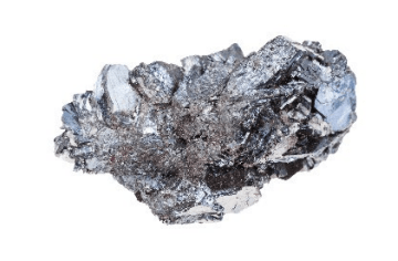 A shiny metallic silver crystalized stone