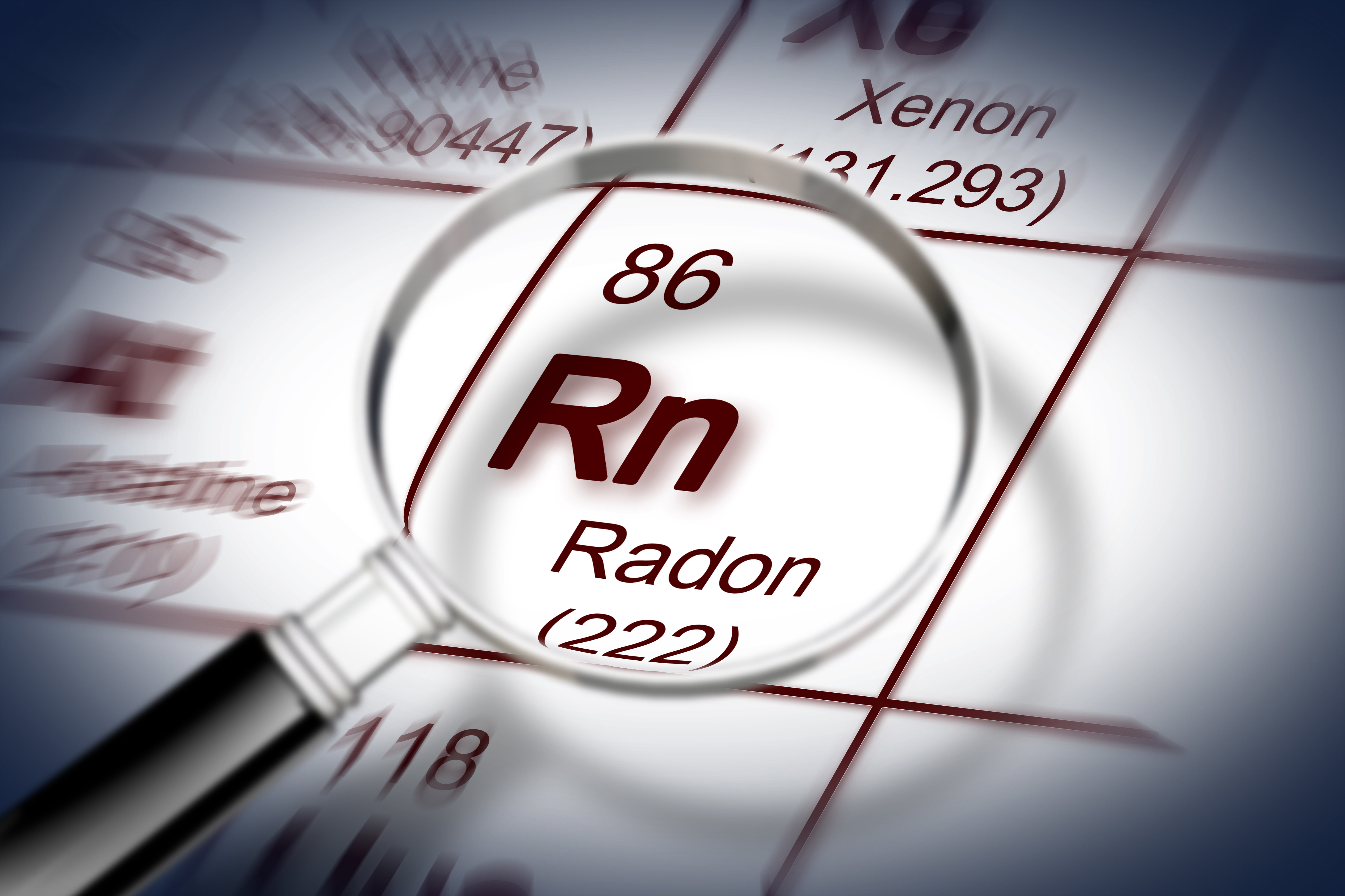 Radon Periodic Table with Magnifying Glass