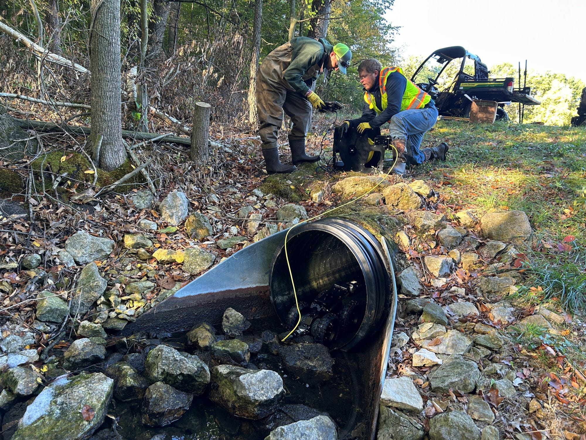 Staff at a dam working