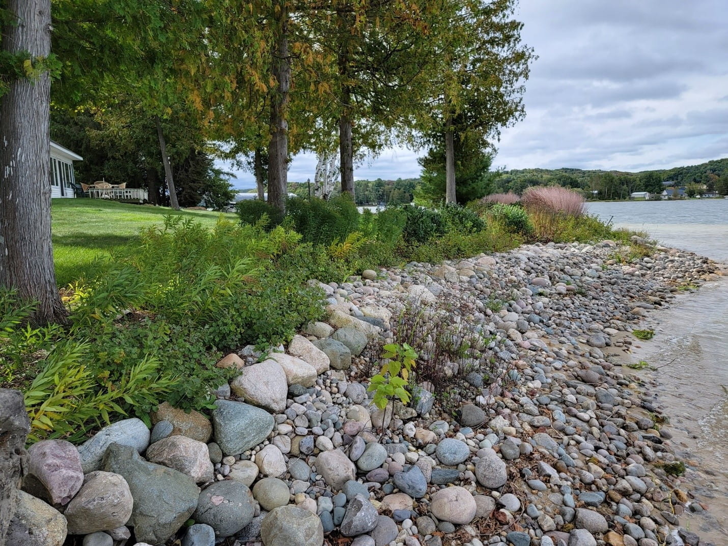A Natural shoreline with shoreline protection methods