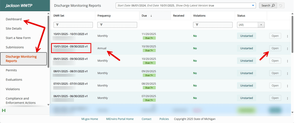 Image of step one of DMR guide for MiEnviro