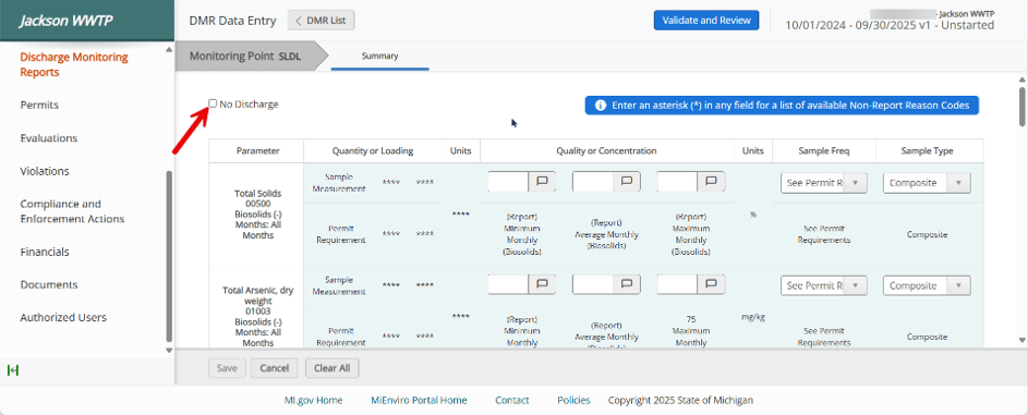 Image of step two of DMR guide for MiEnviro