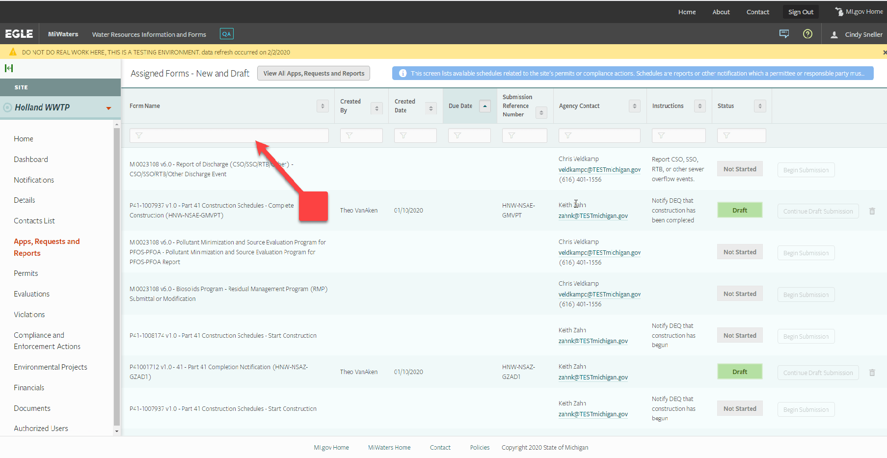 Step 3 for Biosolids annual reports submittal.
