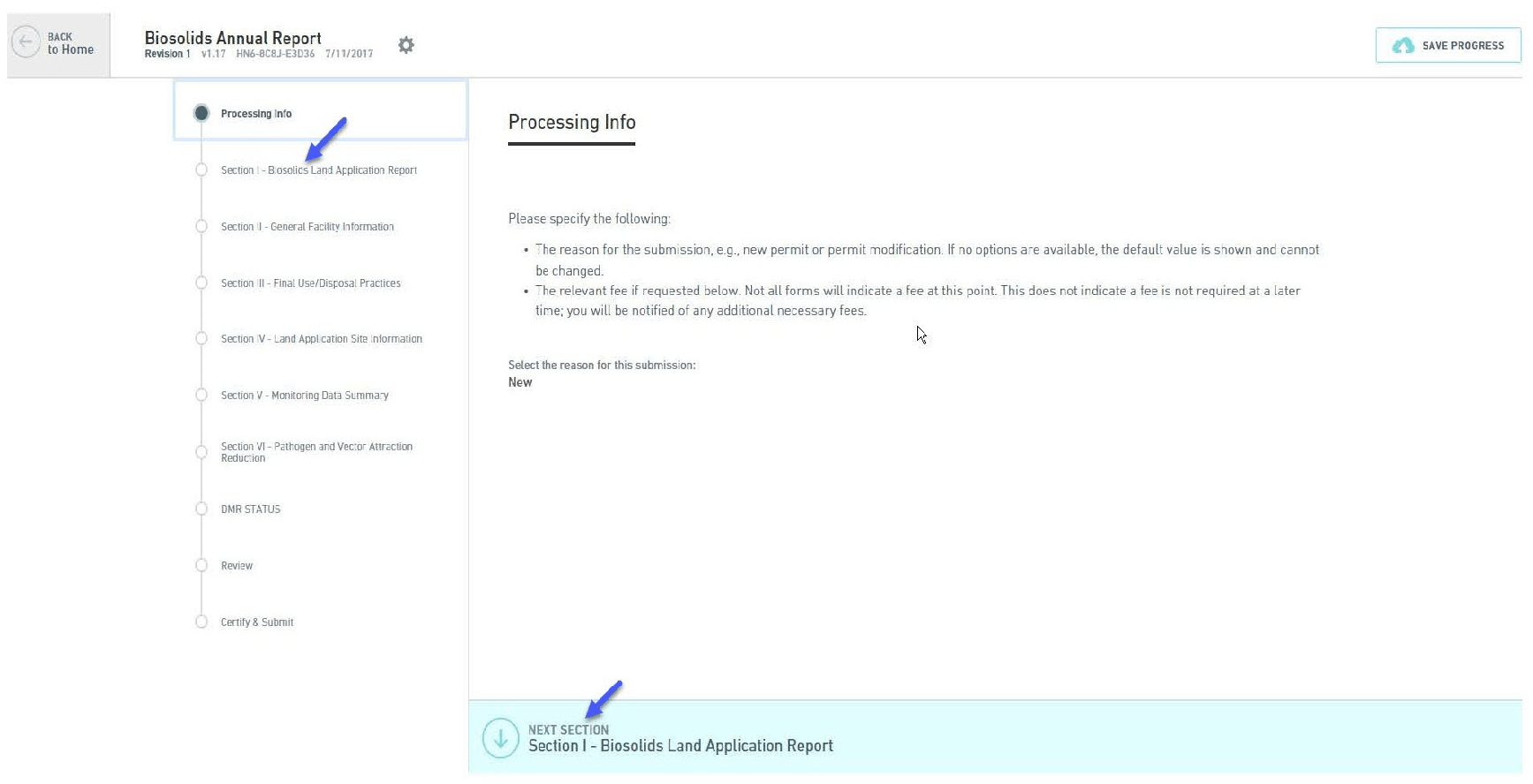 Step 6 for Biosolids annual reports submittal.