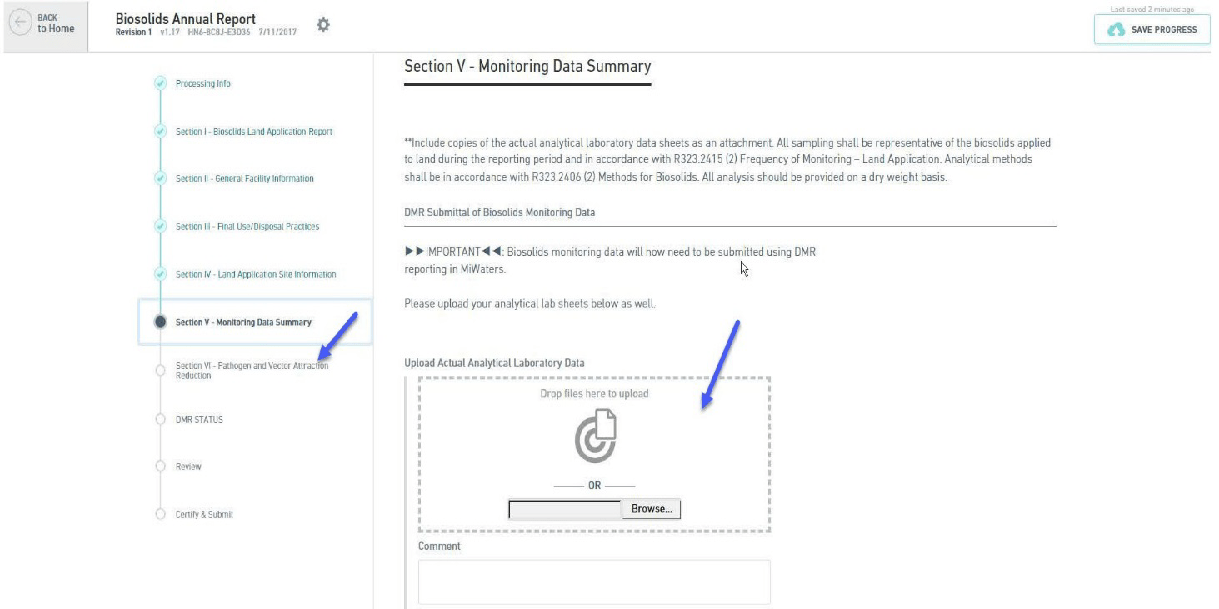 Step 11 for Biosolids annual reports submittal.