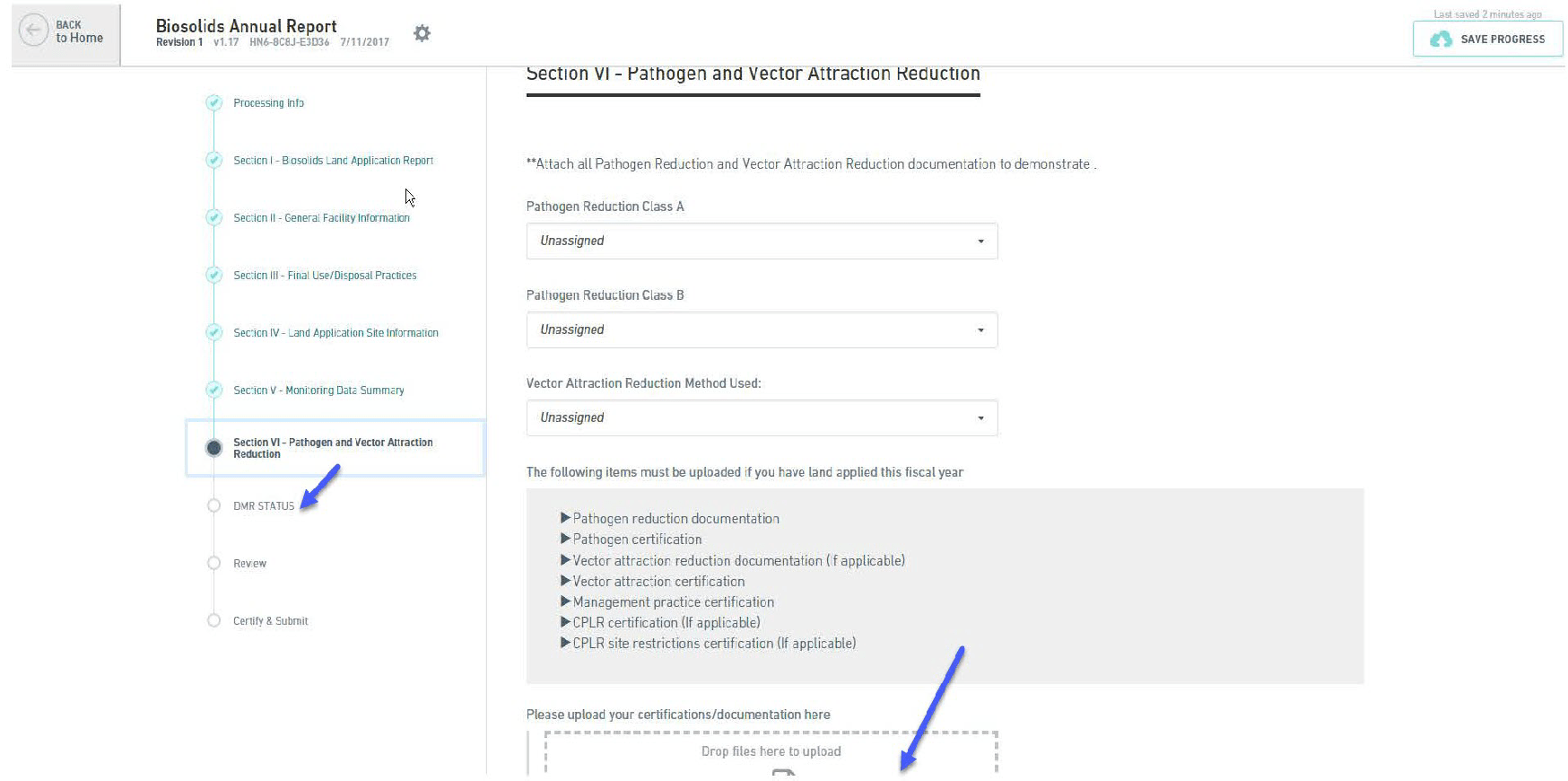 Step 12 for Biosolids annual reports submittal.