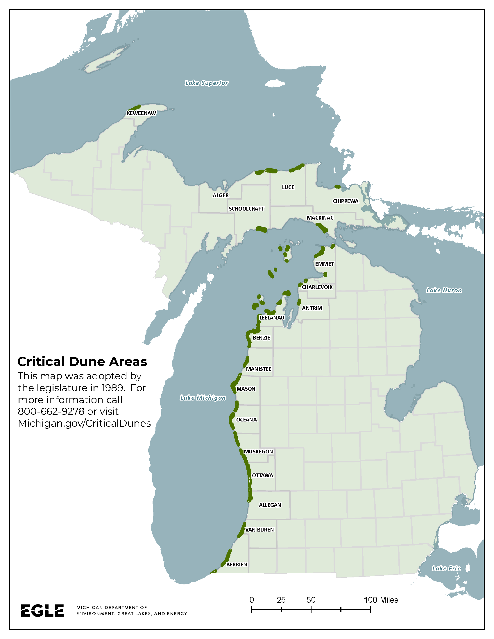 Map showing Critical Dune Areas