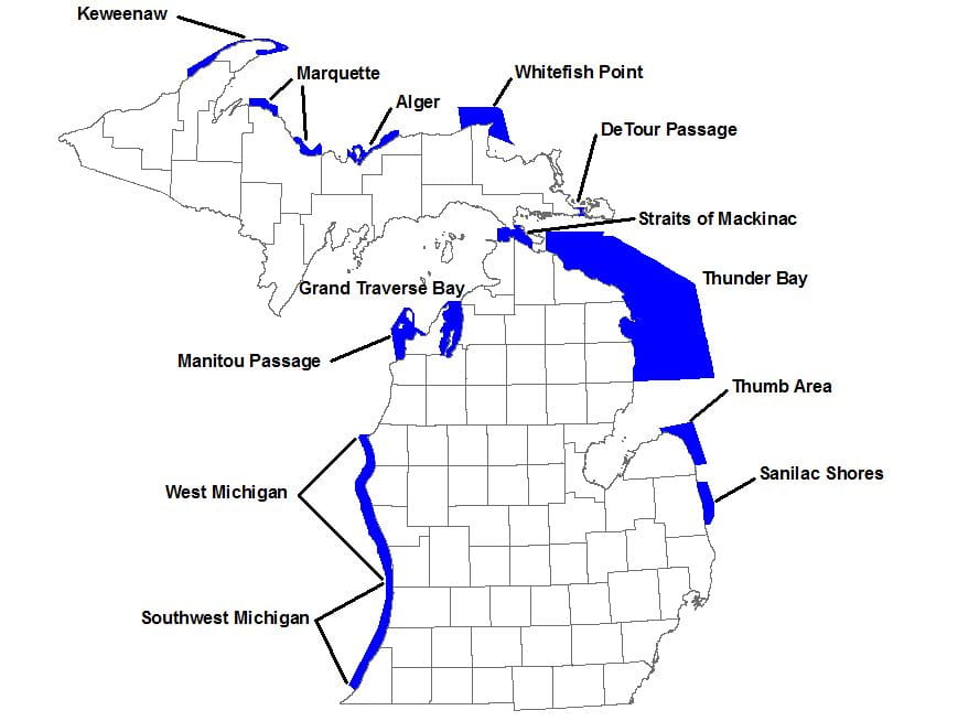 map of great lakes bottomlands preserve system