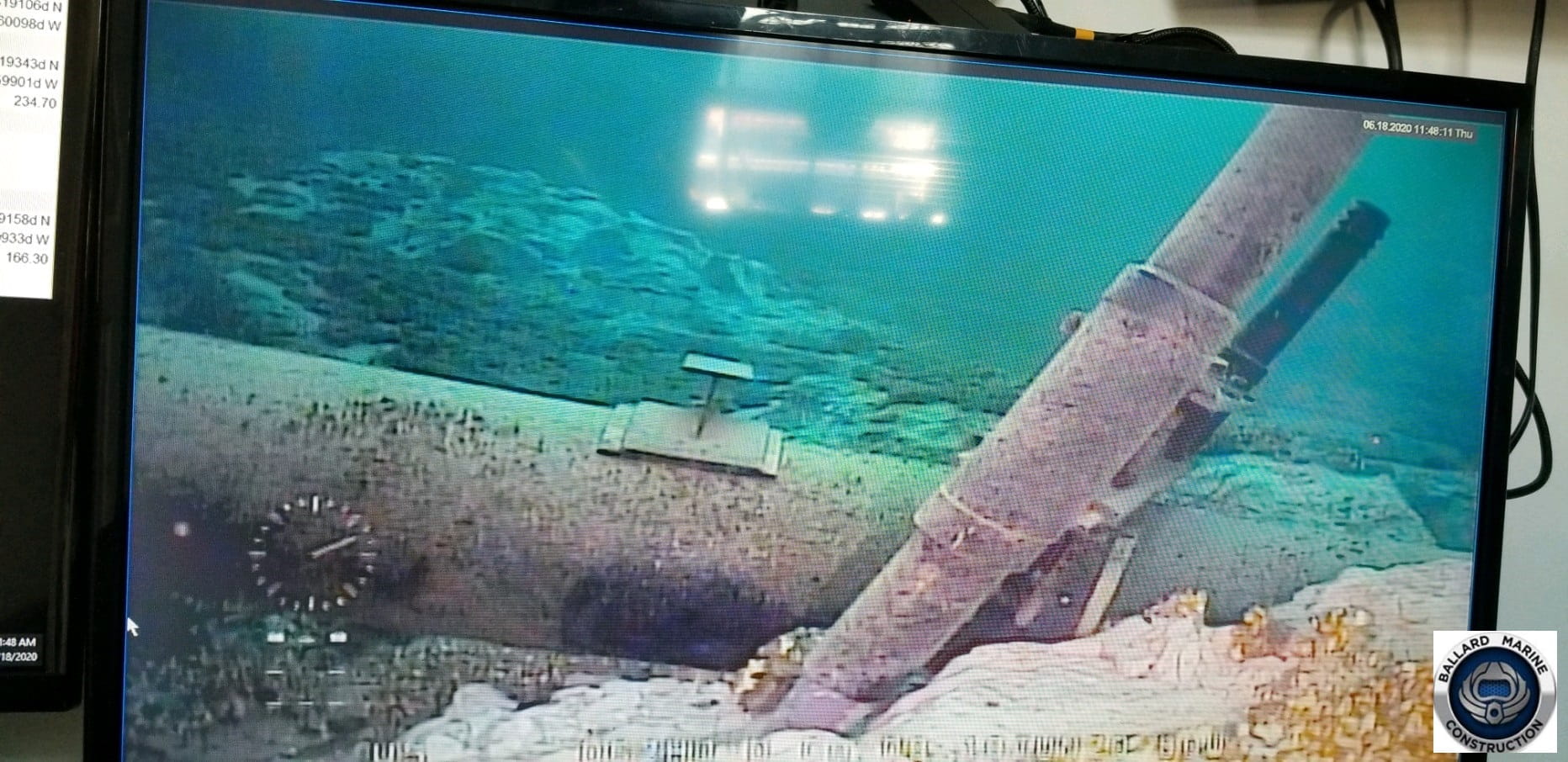 Picture depicting damage to anchor support EP-17-1 on the east leg of the Line 5 pipeline located within the Straits of Mackinac