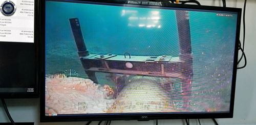 Pictures depicting damage to anchor support EP-17-1 on the east leg of the Line 5 pipeline within the Straits of Mackinac