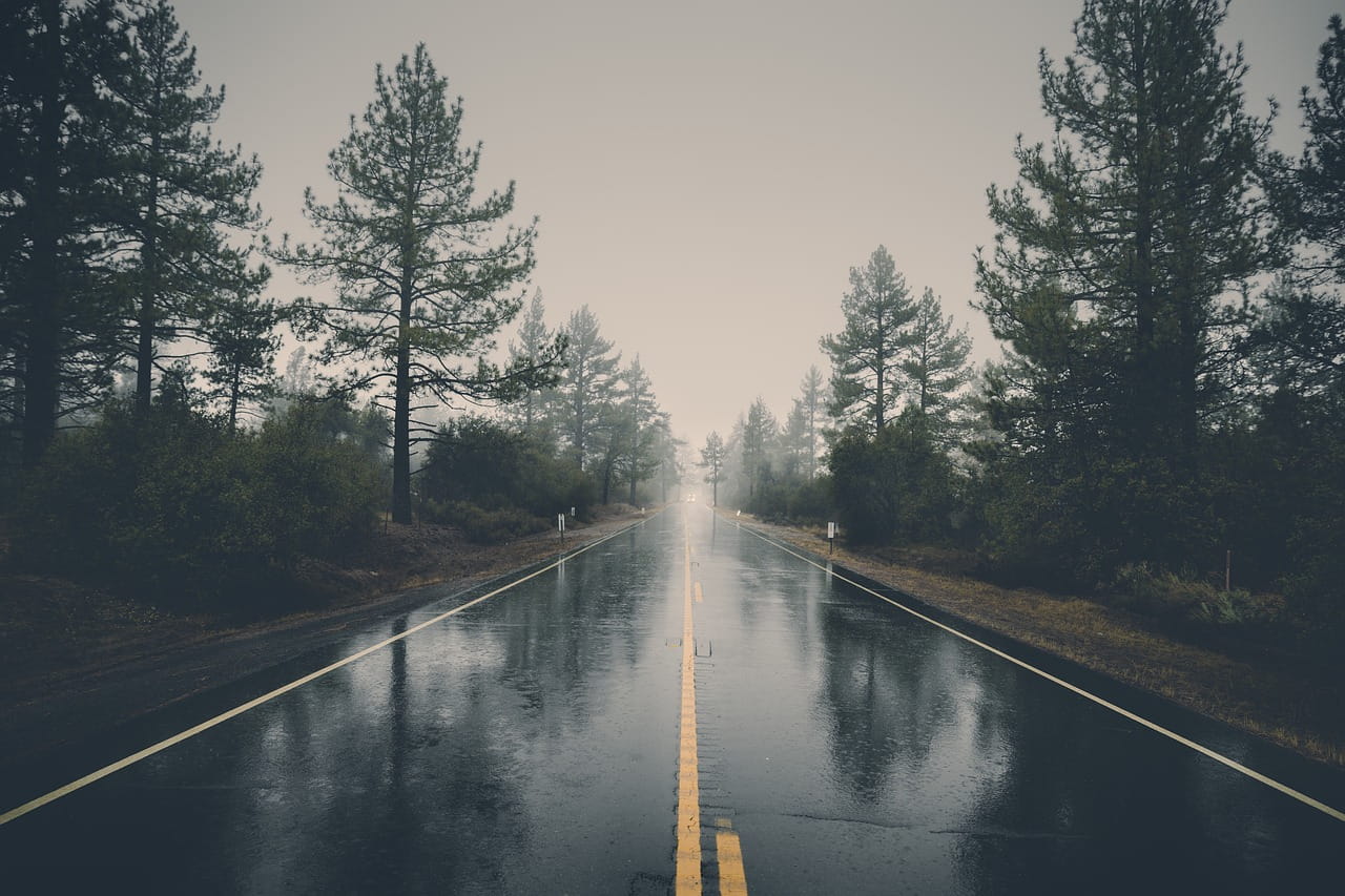 Rural wet road