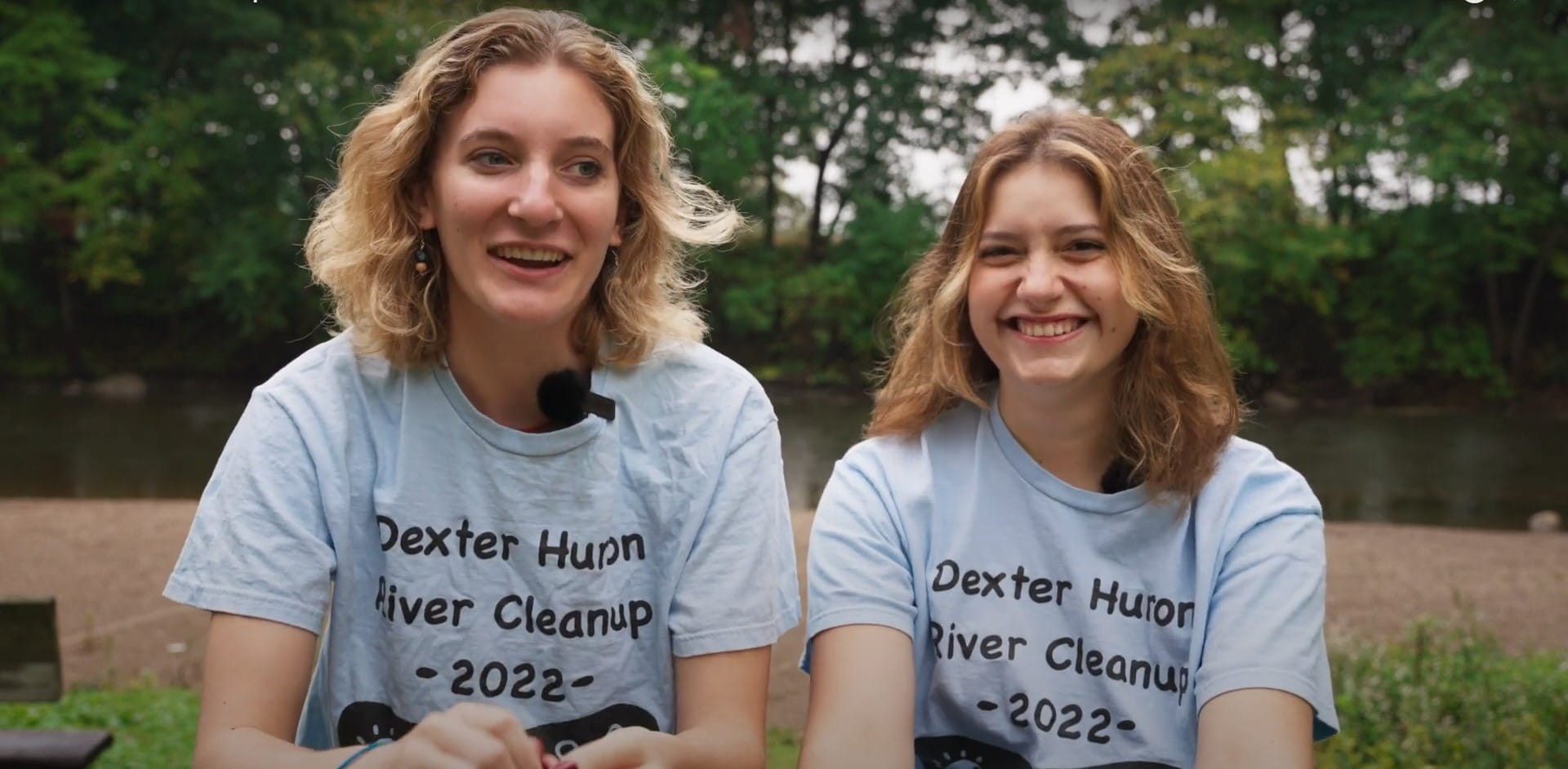 Dexter High School seniors Allie Kangas (left) and Malia Yalisove organized volunteer cleanups of the Huron River with help from a Michigan Clean Water Corps grant.