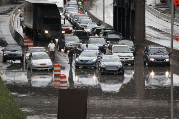Flooding on a Metro Detroit road.