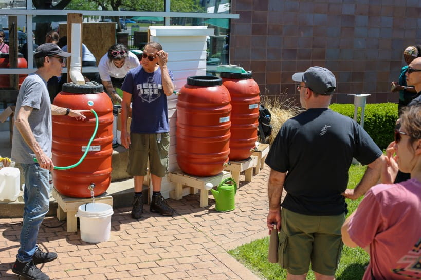 Rain barrel demonstration in Ferndale. Photo courtesy of City of Ferndale.