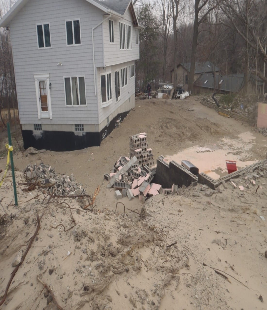 A home being located away from an eroding bluff in Berrien County Michigan