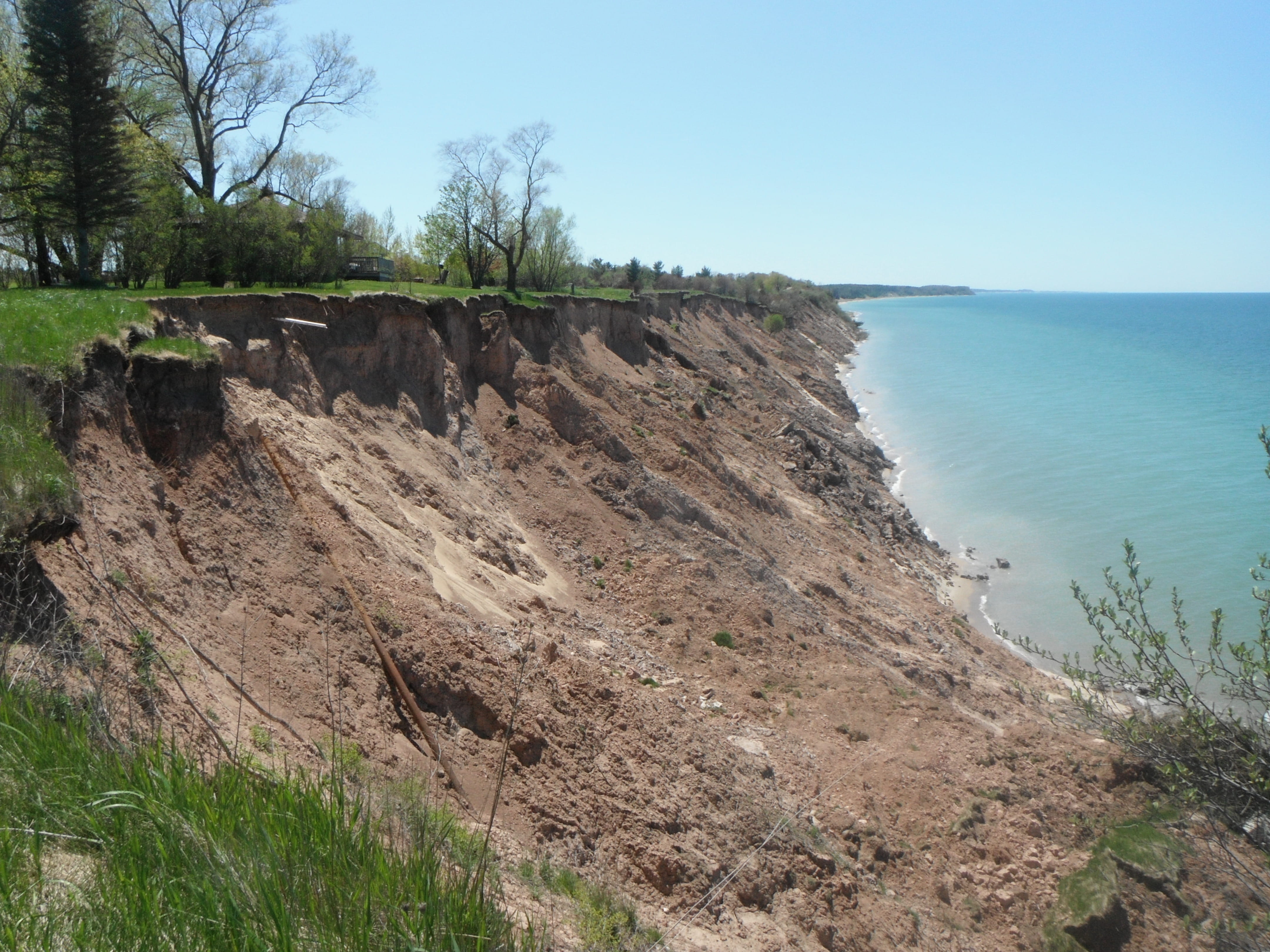 An eroding clay bluff in Manistee County Michigan