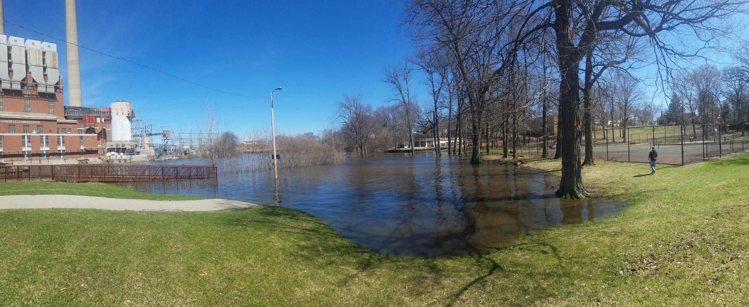 Floodwaters intrude on Moores Park in Lansing.