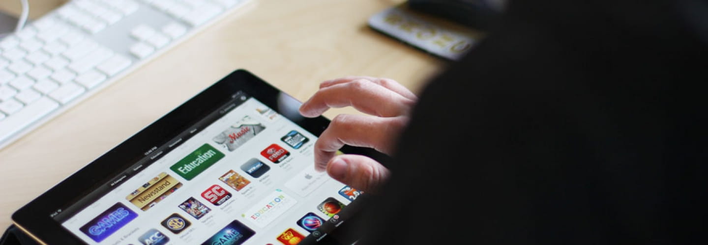 Person looking at a tablet smart device