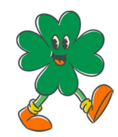 Four leaf clover cartoon charater
