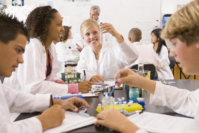 School kids Performing Science Experiment