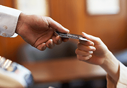 Handing a credit card