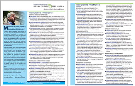 Michigan Accomplishments 2013 Fact Sheet