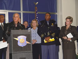 Governor Jennifer Granholm with Michigan State Police Director Colonel Tardarial Sturdivant and Wayne County Sheriff Warren Evans