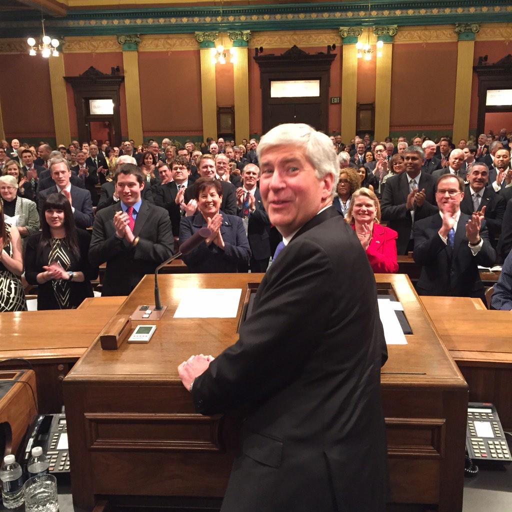 Gov. Snyder giving the 2015 State of the State Address.