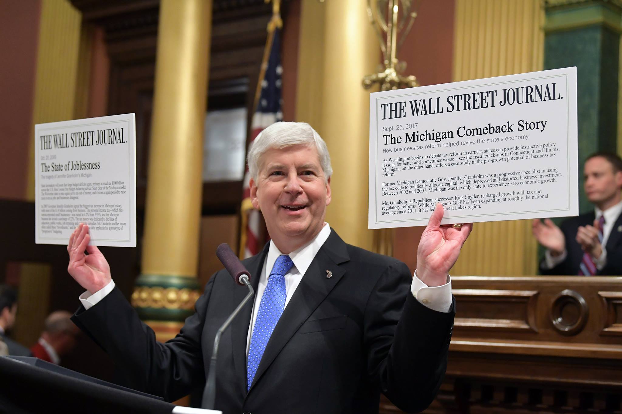 Gov. Snyder giving the 2018 State of the State Address.