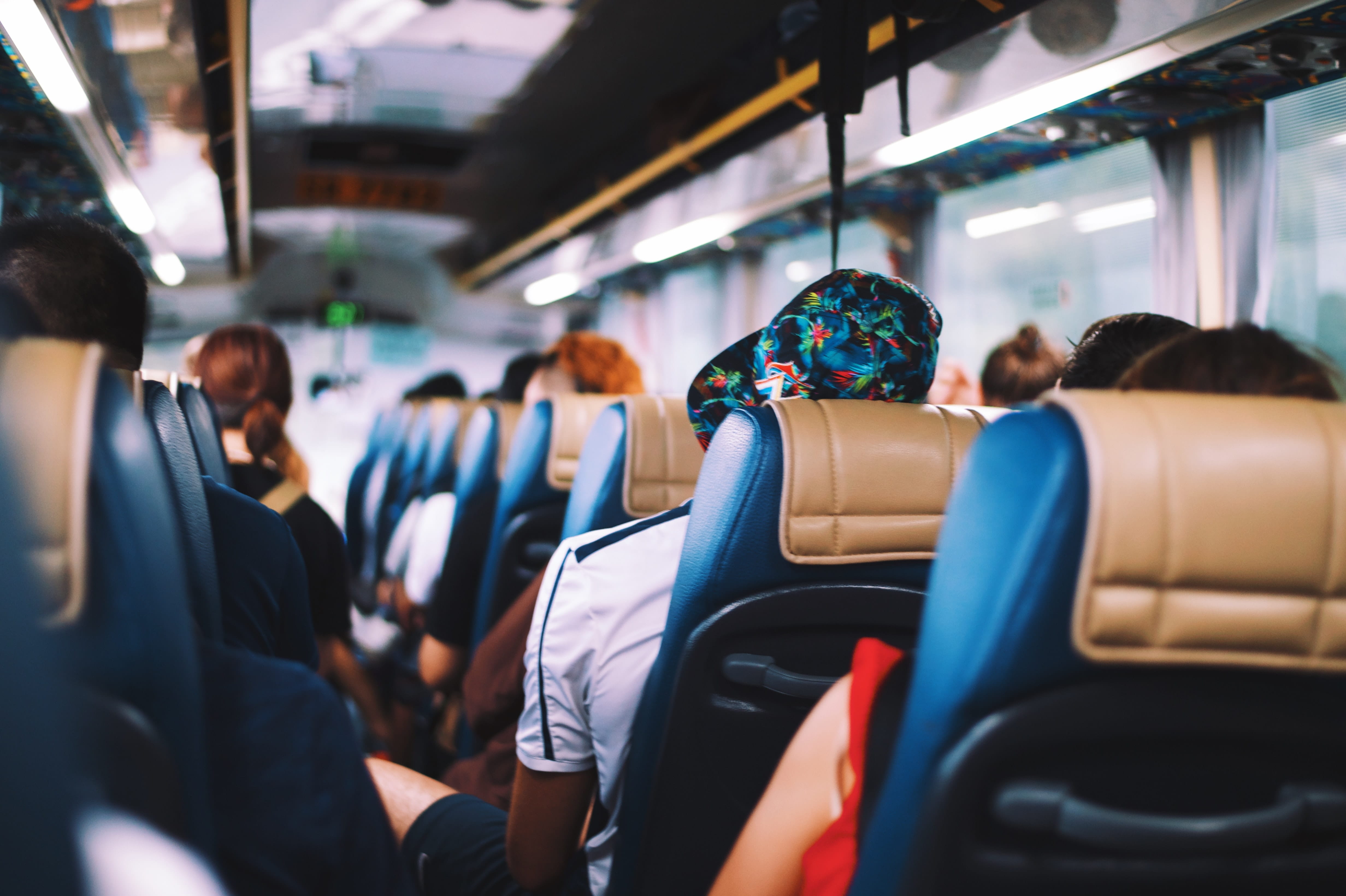 Photo of the inside of a bus.