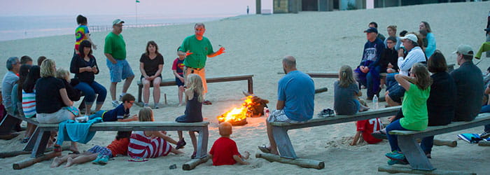telling stories around the beach fire