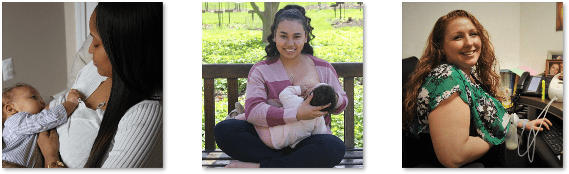 Diverse photos of breastfeeding