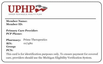 Upper Peninsula Health Plan Member Card graphic