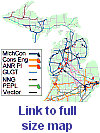 Michigan pipeline and storage map link image (6K) - link to view, download GIF map (31K)