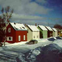 A row of houses in the Calumet Historic District, Calumet, Michigan A row of houses in the Calumet Historic District, Calumet, Michigan