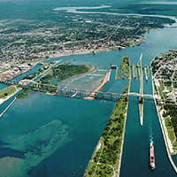 A bird's eye view of the Saint Mary's Lock canal system A bird's eye view of the Saint Mary's Lock canal system