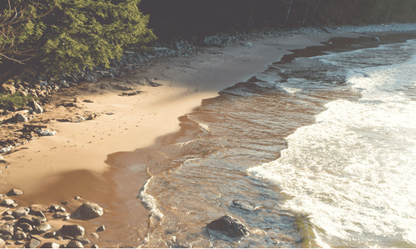 Coastline with a Mix of Sand and Rock