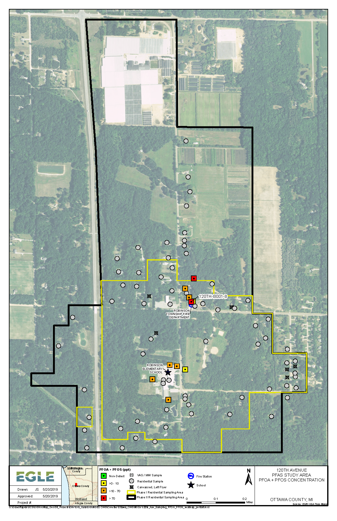 120th Avenue PFAS Study Area PFAS Results Map