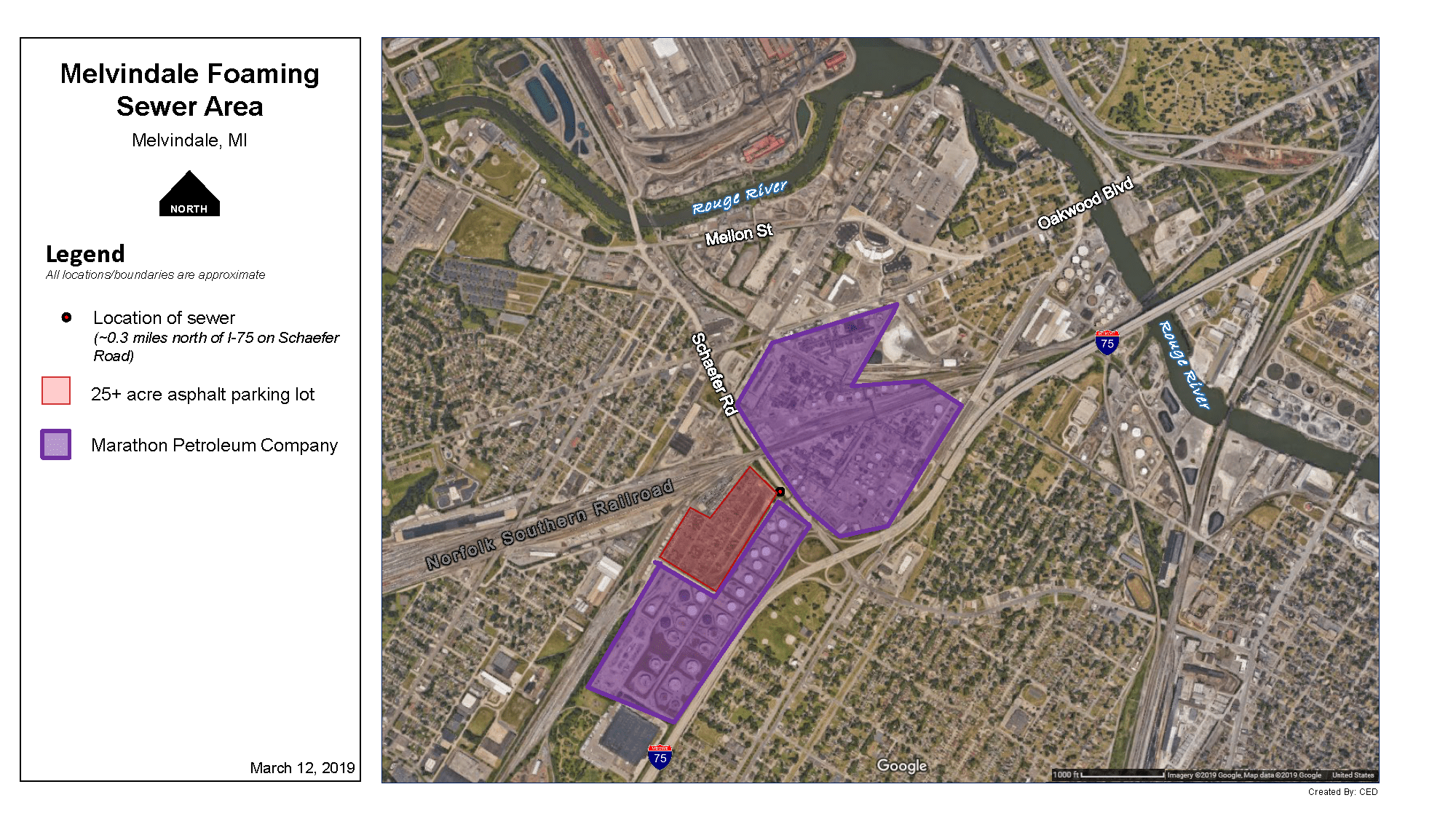 Melvindale Foaming Sewer Area map