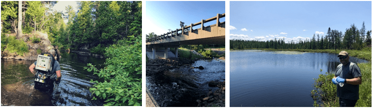 EGLE staff collecting samples at assorted locations along water bodies