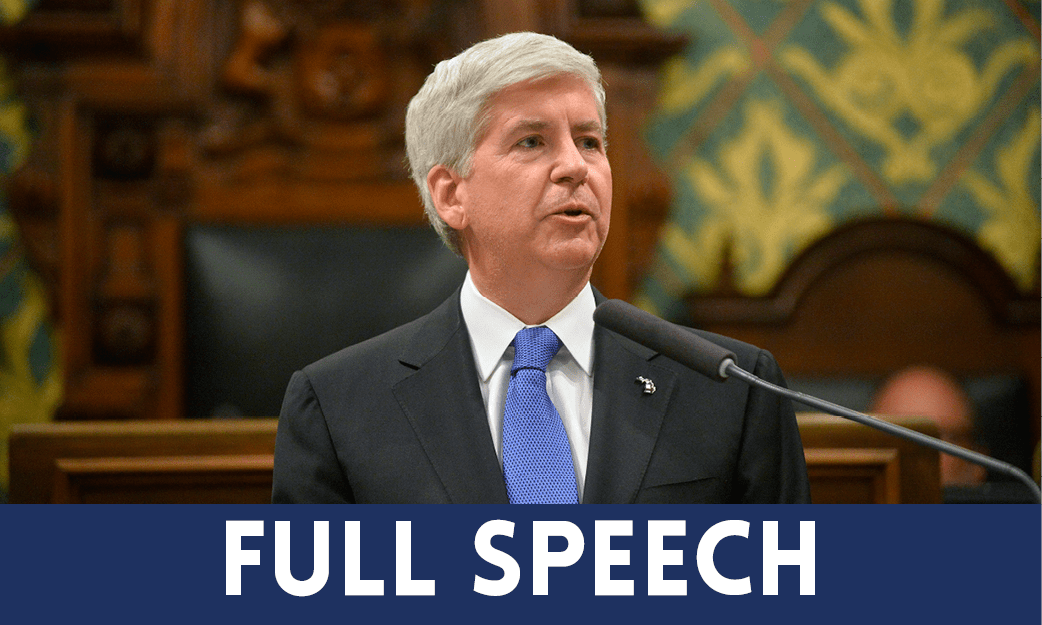 After the speech, click here to find a transcript of the Governor's full speech. After the speech, click here to find a transcript of the Governor's full speech.