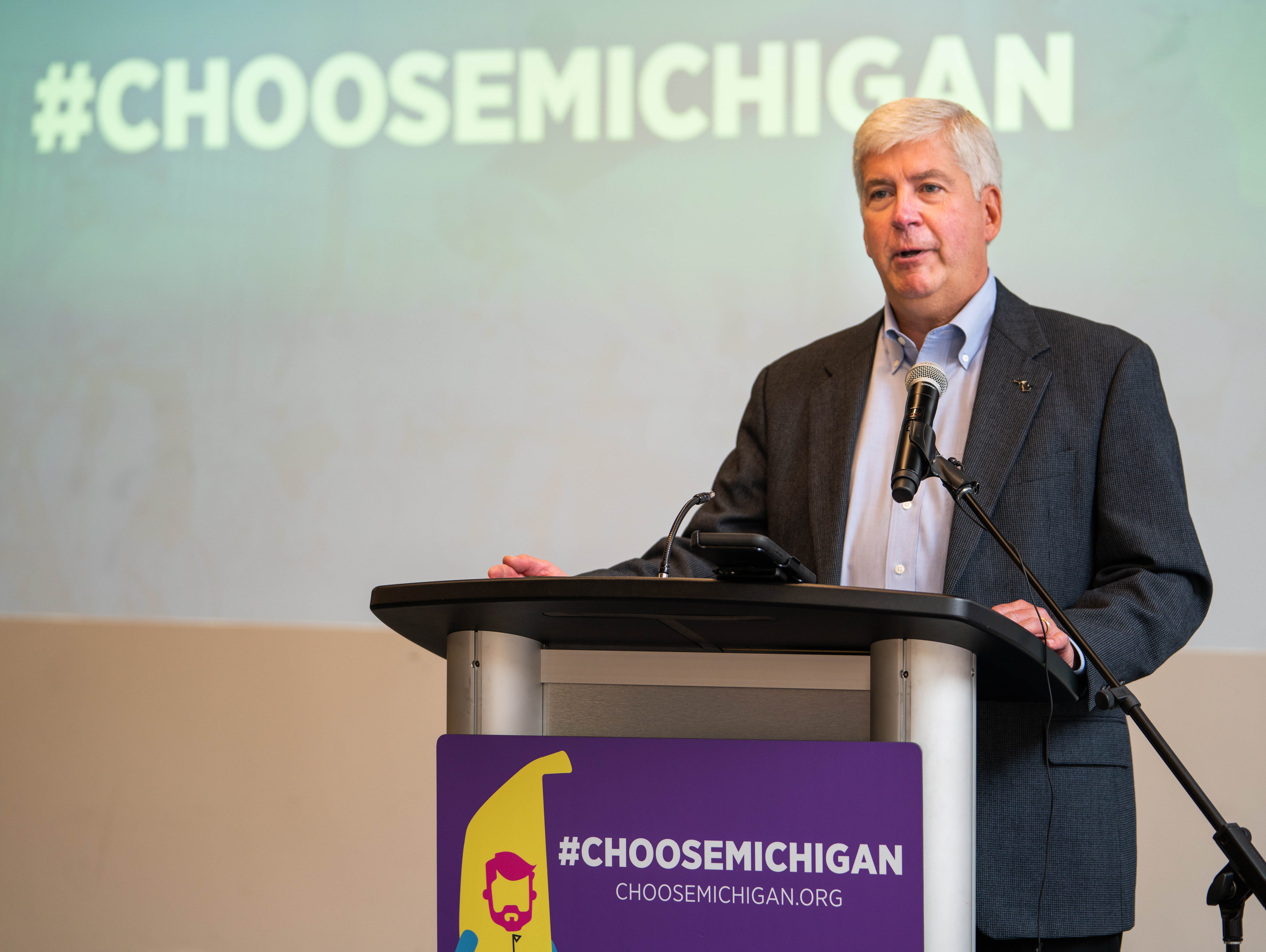 Gov. Snyder speaking at the Choose Michigan launch Gov. Snyder speaking at the Choose Michigan launch