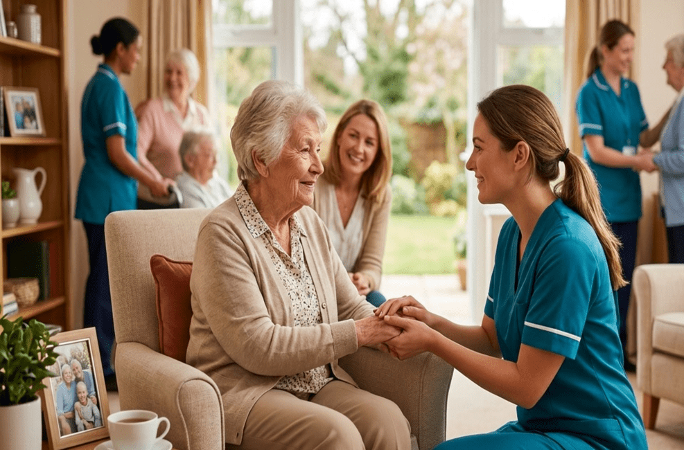 Placeholder Used for JPST, features an elderly woman surrounded by nurses
